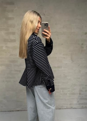 Single Pique peplum polo bluse Sky Captain A1050063 Ganni 